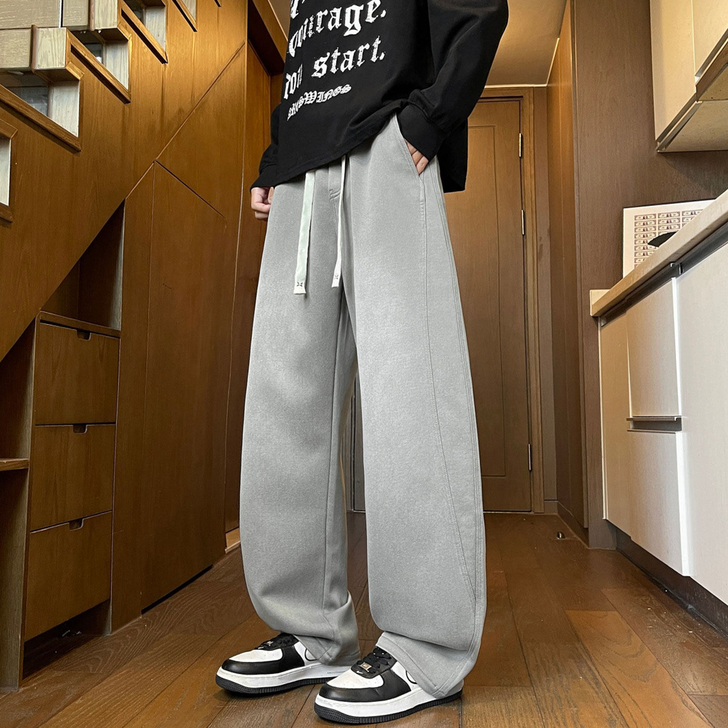 502-2-KZ065-P68现货秋冬新款宽松直筒休闲裤弯刀裤长裤控98，男装休闲裤，星座502-2（原1014A）