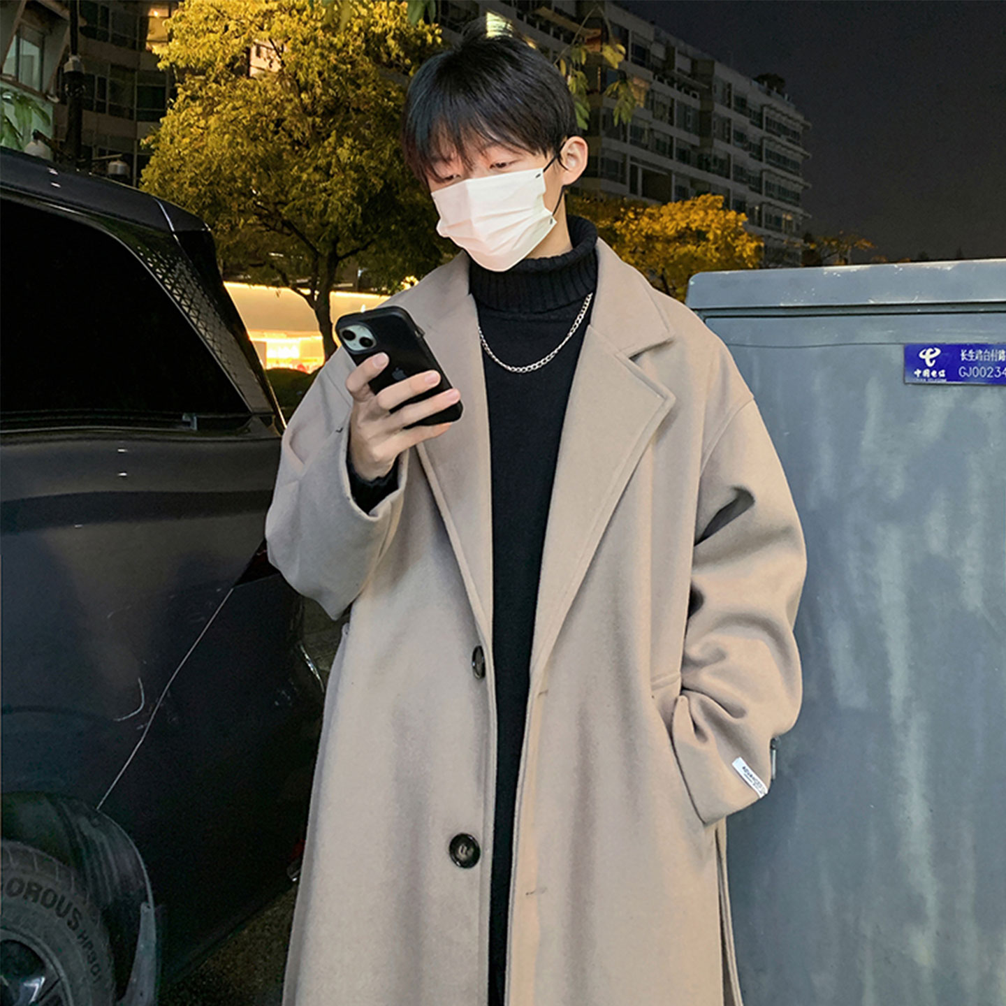 502-2-N011-P128现货毛呢大衣中长款男女秋冬季长款过膝风衣控168,男装风衣,星座502-2（原1014A）
