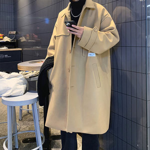 502-2-N010-P128冬季加厚过膝毛呢大衣男韩版潮牌高级感风衣控168图片
