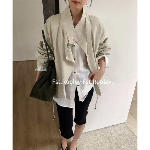 FST秋季韩系立领垂荡短外套女
