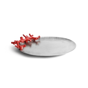 【官方授权】美国Michael Aram Ocean Reef红珊瑚小盘银红色摆件