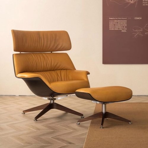 【官方授权】意大利Amura Coach可旋转单人休闲椅带脚凳舒适轻奢