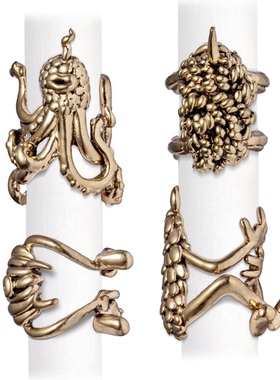 【官方授权】法国L'OBJET Haas怪物餐巾扣4件套厨房餐桌整理扣头