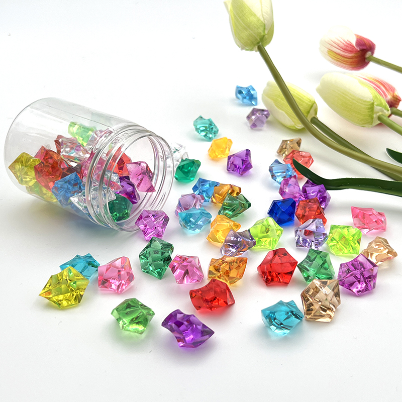 儿童宝石玩具七彩色小宝石塑料水晶钻石亚克力冰块五彩缤纷碎石