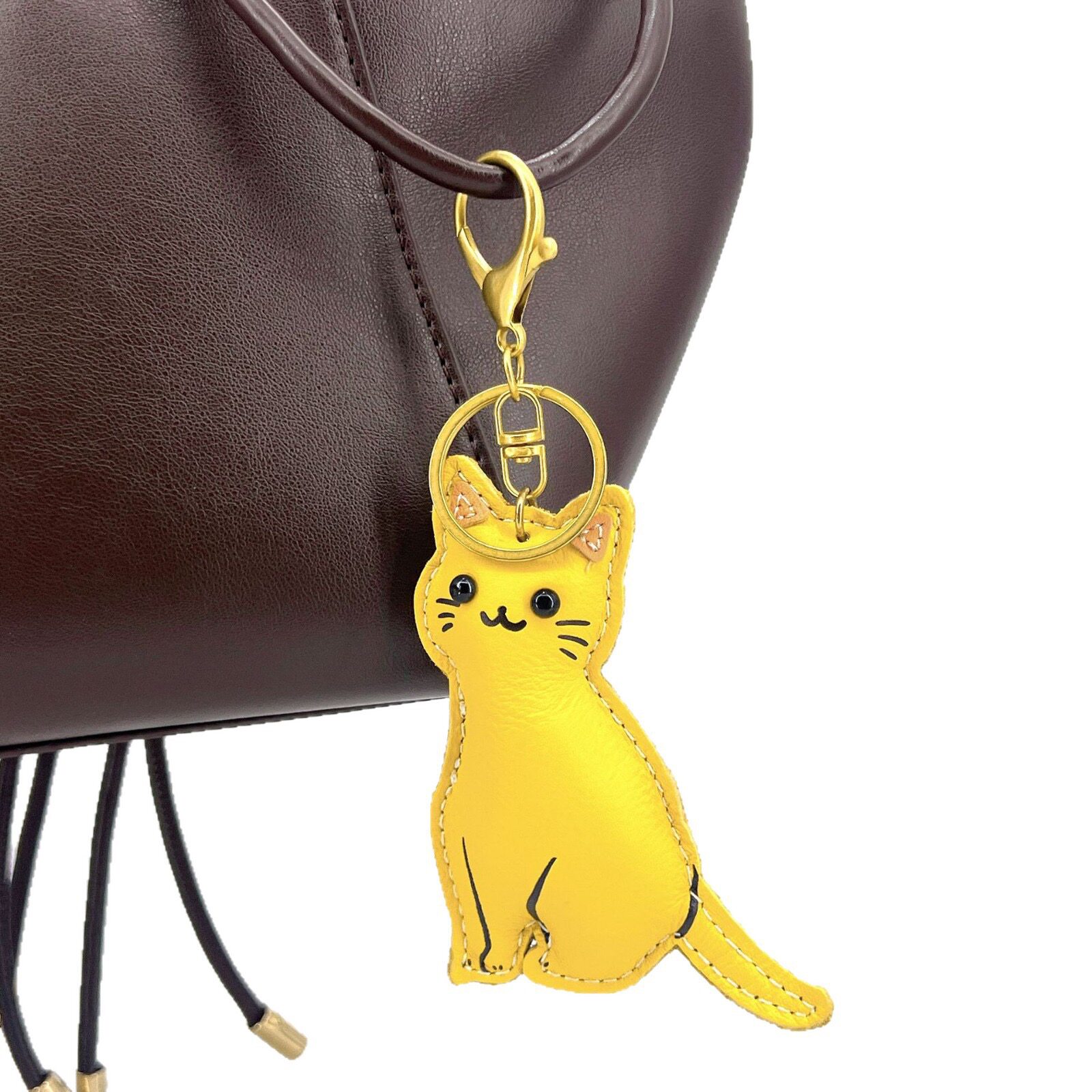 小猫钥匙扣轻奢真皮钥匙挂件可爱猫咪包包吊饰小猫玩偶