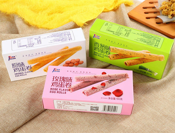 平治蛋卷100克盒装  原味香葱味玫瑰味三味休闲零食 3盒包邮