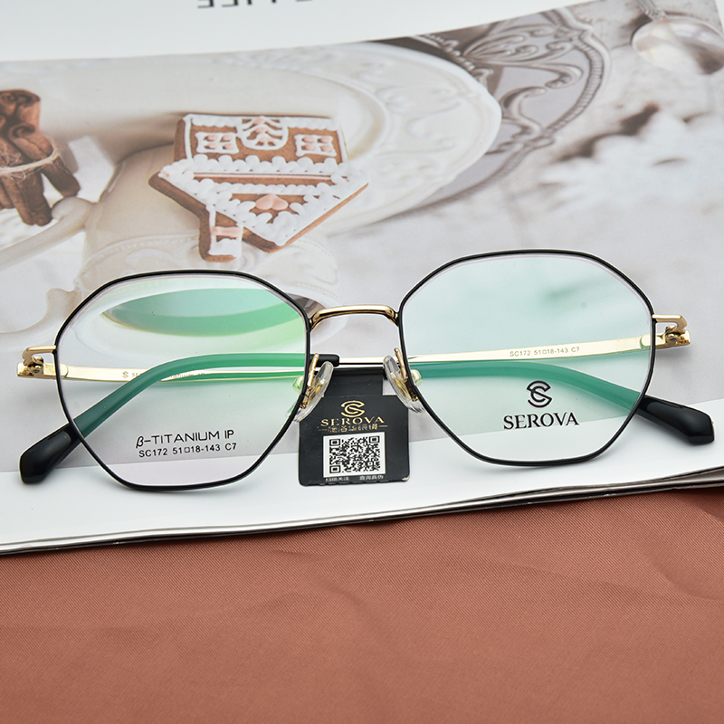 全框多边形眼镜框施洛华钛架超轻时尚款式南京实体店