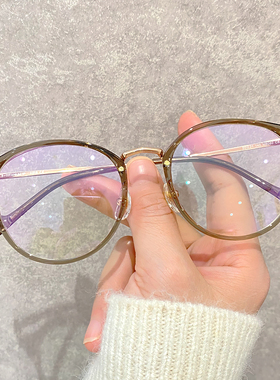 透明橄榄绿近视眼镜框女小红书网红款可配防蓝光男士可配有度数架