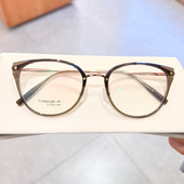 玳瑁色复古大框近视眼镜框架女潮男可配有度数变色