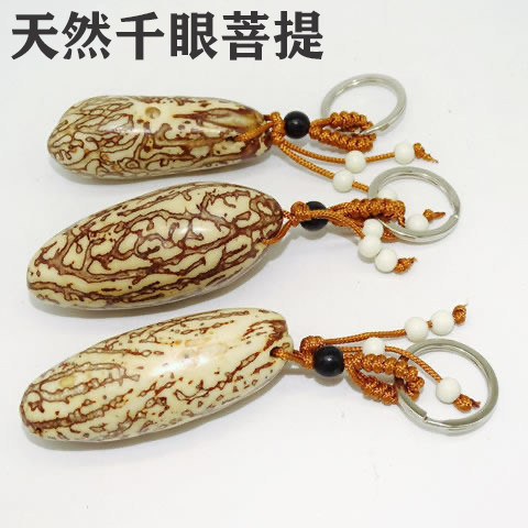 天然千眼菩提钥匙扣手把件汽车钥匙大小5-7公分果挂件菩提子芽眼