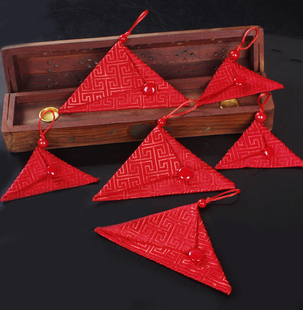 三角形纽扣空袋平安护身福袋宝宝胎毛婴幼儿免缝挂绳袋老爷挂脖