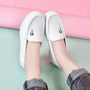 气垫护士鞋 厚底增高白色妈妈鞋 女软底韩版 真皮小白鞋 2024新款 春季