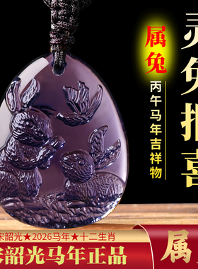 2026年宋韶光吉祥物生肖属兔灵兔报喜吊坠琉璃摆件项链钥匙扣挂件