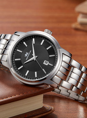 尼诺里拉手表男石英表男表男士防水正品名牌名表日历潮流款21008