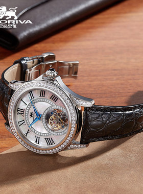 尼诺里拉陀飞轮镂空机械表商务男表时尚女表情侣表复古表98001D