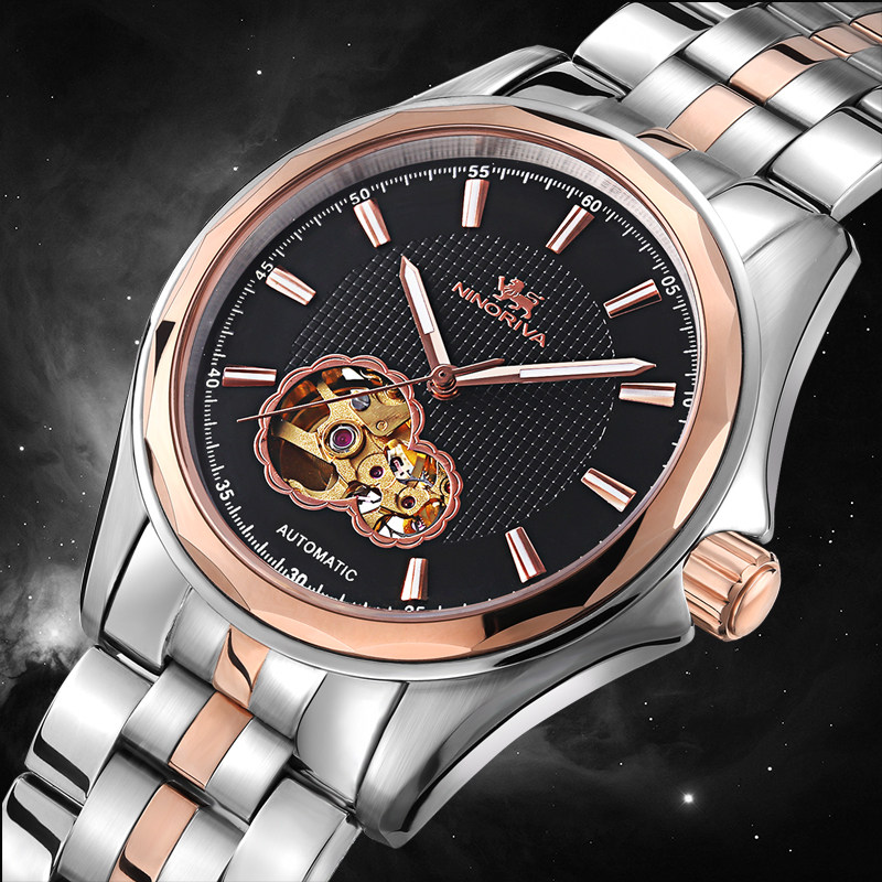 尼诺里拉正品手表男 机械表全自动镂空男士手表时尚潮流男表31001