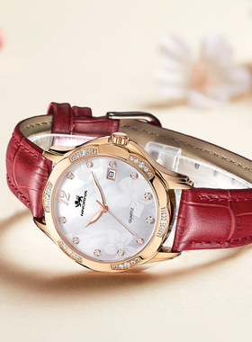 尼诺里拉时尚潮流女表皮带真皮石英表女士淑女新款21056 白色