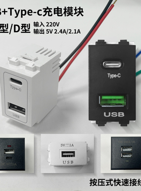 10AUSB充电插座二位20W快充type-c模块桌面地插模块插座墙壁面板