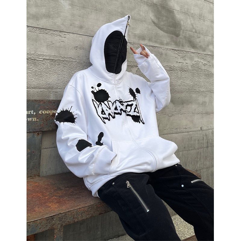 kakazzy高街卫衣拉链ins重磅宽松高街美式复古潮流连帽外套上衣服