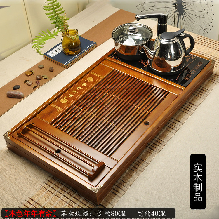 茶具茶盘实木茶海功夫排水储抽屉式茶台茶托盘黑檀木特价竹制茶盘