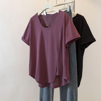 大码女装胖mm遮肚藏肉显瘦小衫