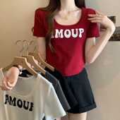 女装 正肩T恤短袖 胖mm遮肚显瘦修身 300斤大码 不规则小清新上衣夏季