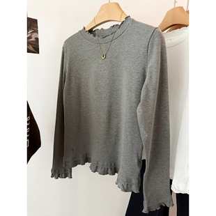 300斤大码 T恤宽松显瘦内搭打底上衣女 胖mm秋冬德绒保暖木耳边长袖