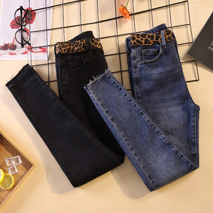 2025新款 秋装 显瘦裤 子女高腰弹力修身 女潮 胖mm大码 小脚牛仔裤 女装