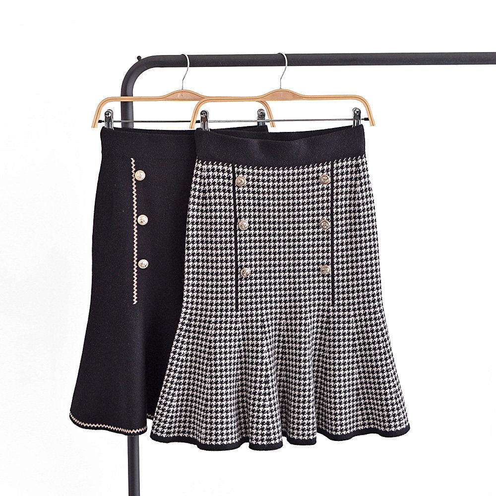 小香风鱼尾半身裙女秋冬针织千鸟格高腰显瘦气质优雅包臀裙子,女装/女士精品,半身裙,淘宝优惠券,粉丝福利购,淘宝优惠卷