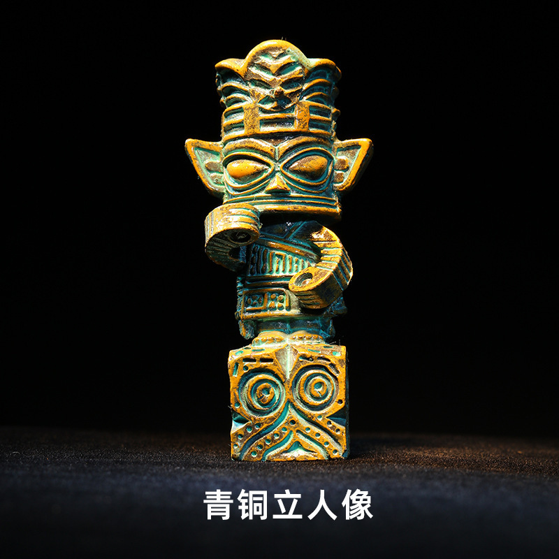三星堆博物馆文创冰箱贴青铜立人像文物3D立体磁贴创意树脂纪念品