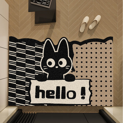 卡通丝圈入户地垫2025年新款高级感门口进门垫子耐脏防滑地毯猫咪