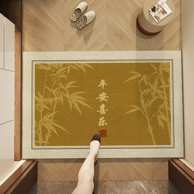 黄色地垫入户门家用厨房脚垫出入平安门垫进门防滑垫金色门口地毯