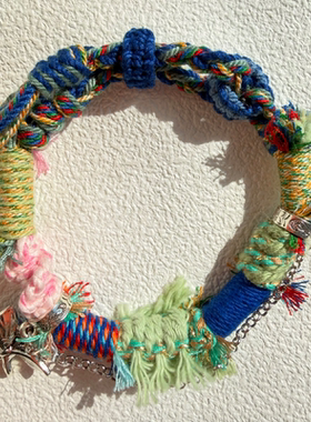 藏式手绳手搓棉线纯银手绳节日礼物手工编织闺蜜会员礼