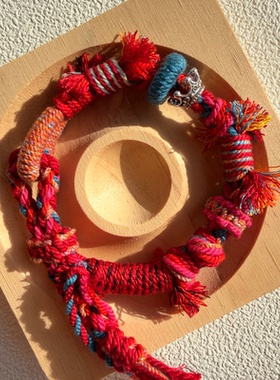 藏式手工编织手绳多彩棉线混编搭配红色流苏新年礼物红绳手链