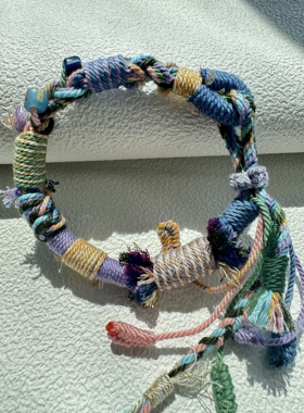 DIY藏式手绳手工编织手绳手搓棉手链成品手工编织藏风节日礼物