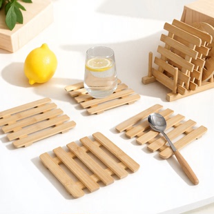 竹制防烫垫隔热垫家用餐桌垫子厨房台面防烫锅垫竹木碗盘垫耐高温