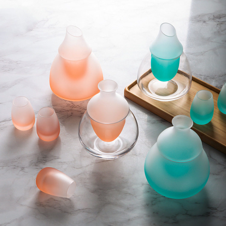 日式冰酒壶斜口东洋佐佐木温酒壶清酒壶清酒杯白酒杯烈酒杯子磨砂