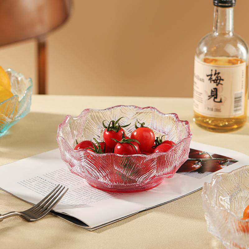 新款玻璃水果盘轻奢高档客厅家用零食沙拉碗前台不规则茶几糖果盘