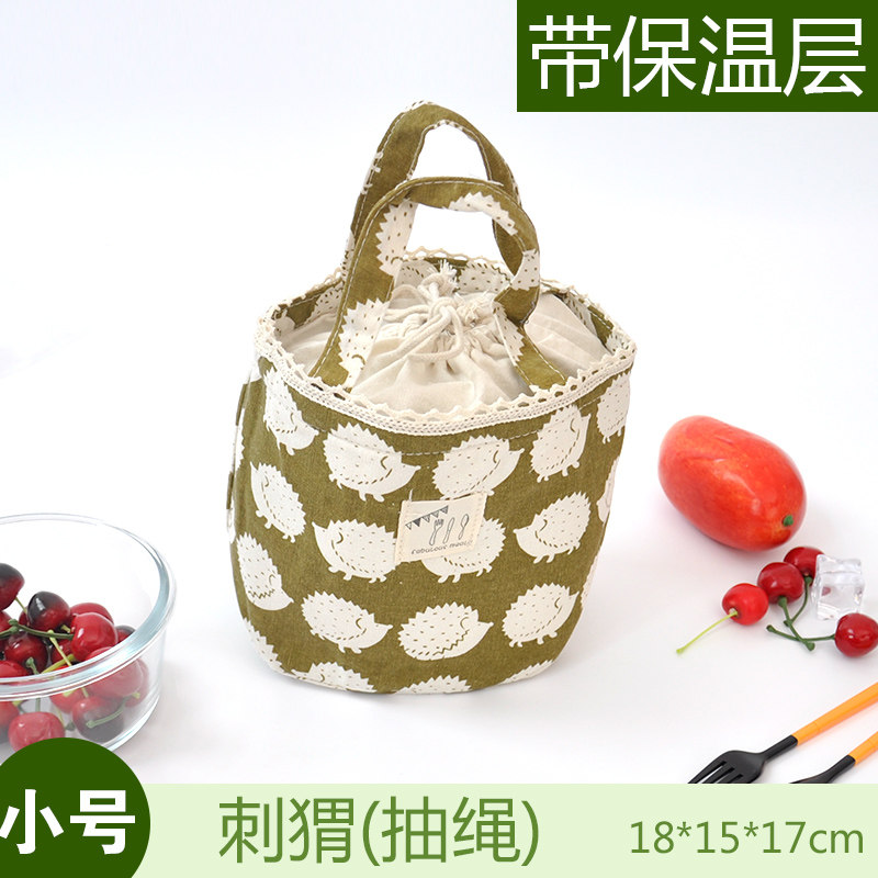 饭盒袋手提袋便当袋小带饭包保温袋圆形大号手提饭盒包便当包防水