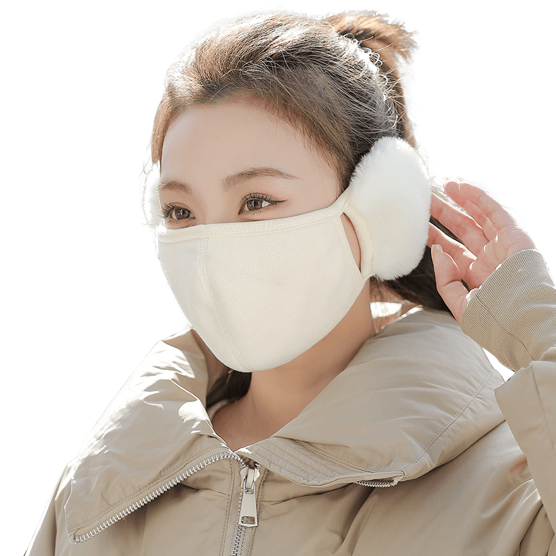保暖耳罩口罩女冬季2024纯棉防风防寒加绒护耳二合一面罩面纱耳套