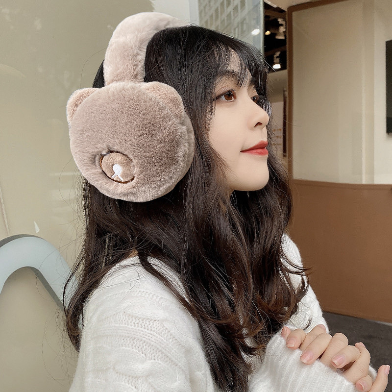 小熊冬天耳罩保暖女毛绒可爱防冻护耳朵骑行折叠冬季耳包耳暖耳套