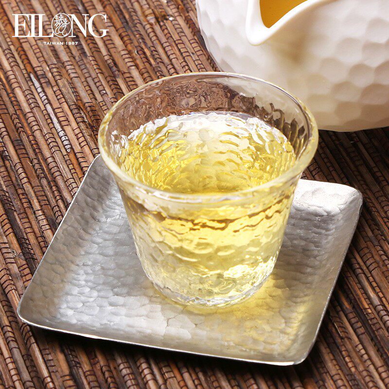 宜龙茶道加厚耐热玻璃锤目纹玻璃杯功夫小茶杯单杯品茗杯主人杯