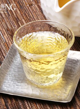 宜龙茶道加厚耐热玻璃锤目纹玻璃杯功夫小茶杯单杯品茗杯主人杯