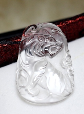 天然白水晶老虎12生肖吊坠男女本命年属相狗猴鸡猪龙蛇马羊鼠兔虎