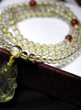 天然黄水晶狐狸吊坠项链108多圈手链毛衣链旺桃花送闺蜜礼物转运