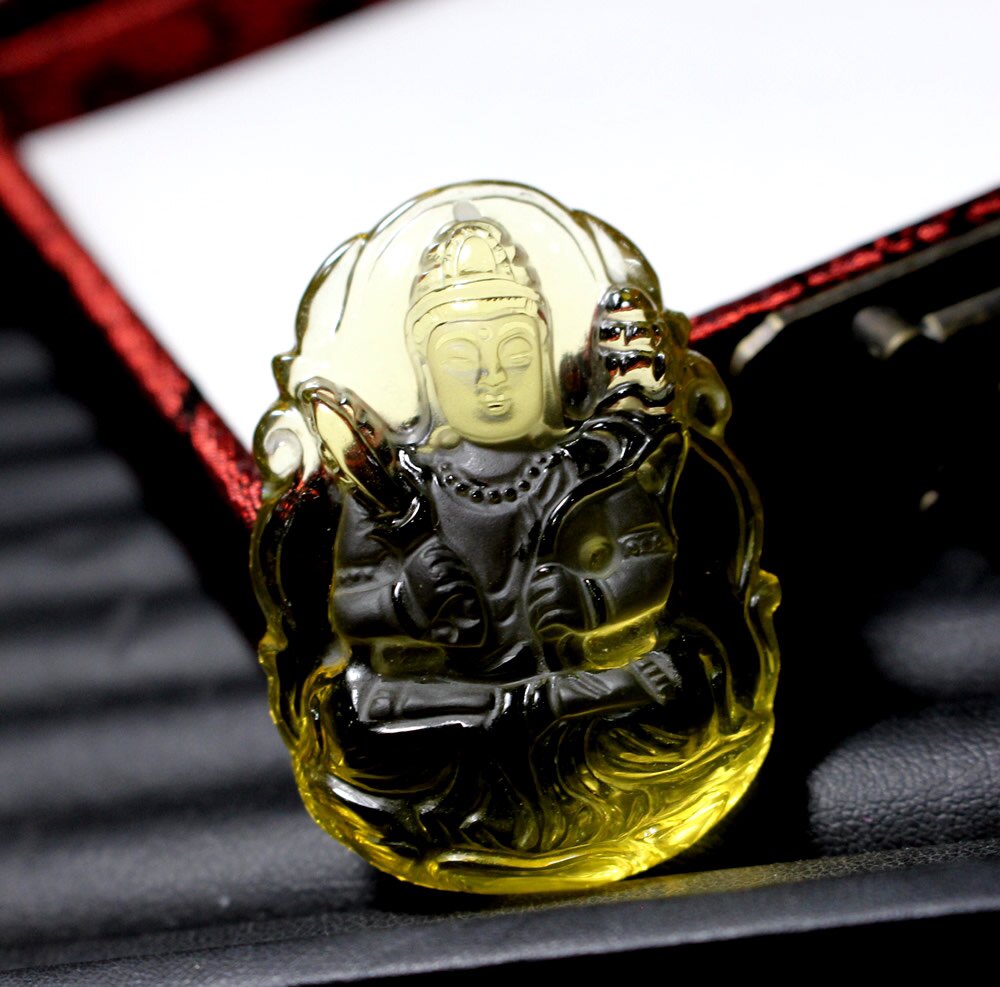 2025天然黄水晶虚空藏菩萨吊坠生肖牛虎本命佛守护神菩萨男女礼物