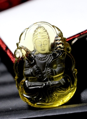 2025天然黄水晶虚空藏菩萨吊坠生肖牛虎本命佛守护神菩萨男女礼物