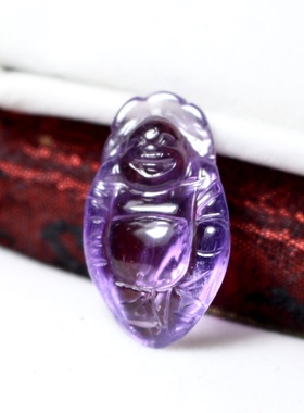 天然紫黄水晶弥勒佛吊坠大肚佛紫晶项链女民族吉祥物挂件饰品礼物