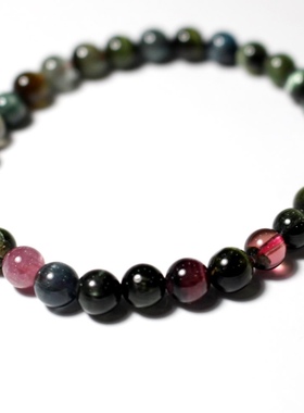 天然猫眼碧玺手链透体冰粉红蓝紫黄绿糖果色西瓜小碧彩玺手串礼物