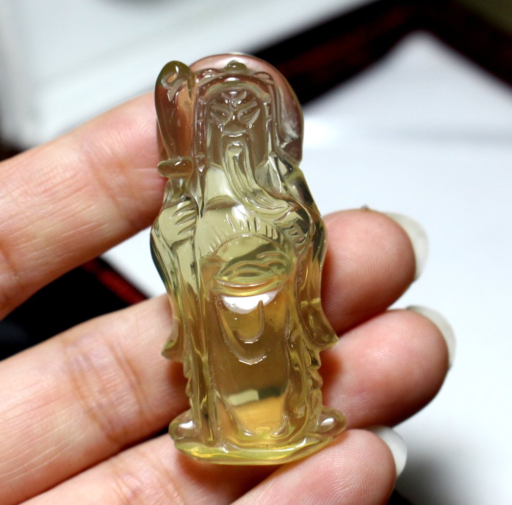天然黄水晶关公吊坠男项链武财神颈饰